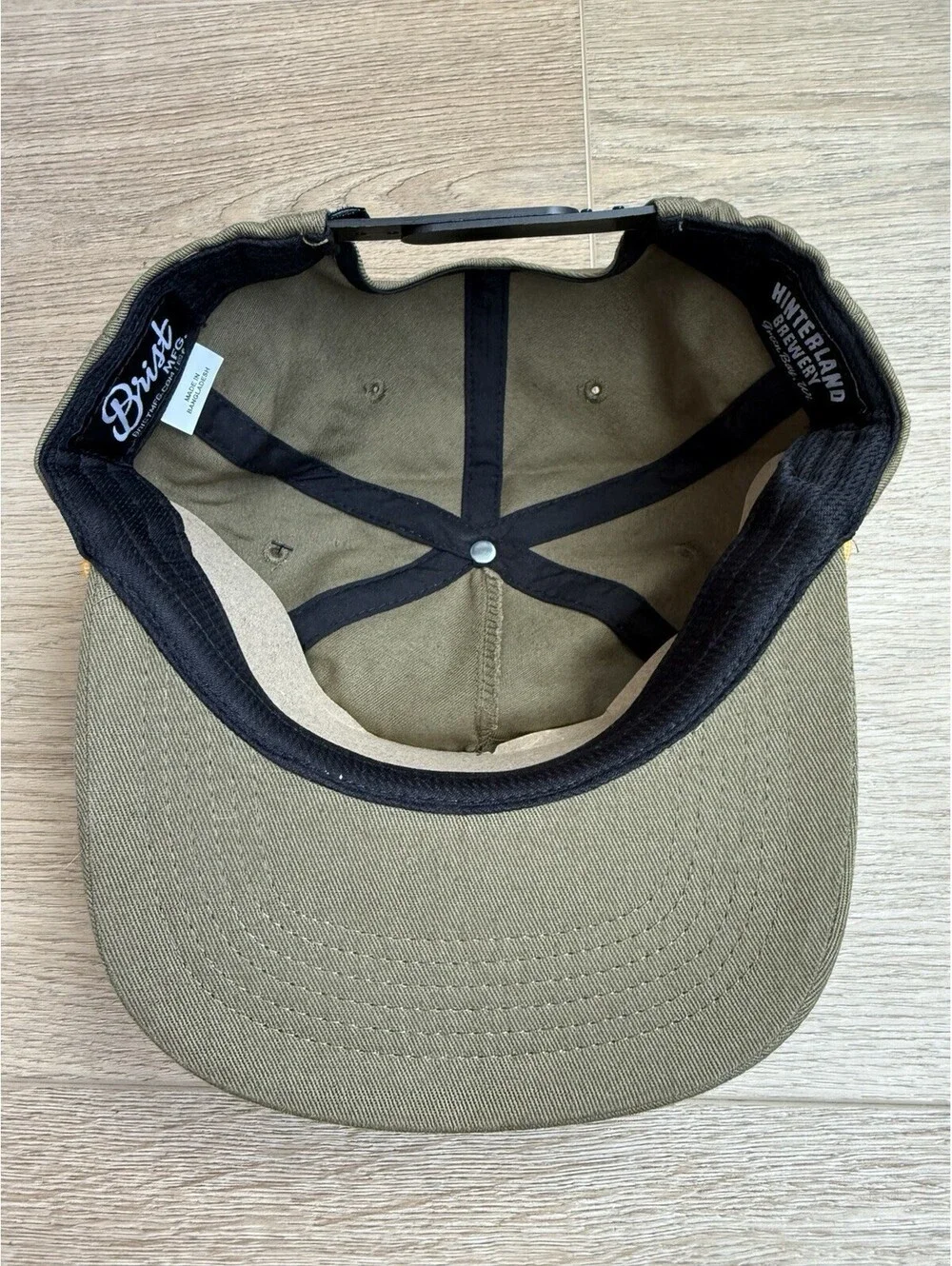 Hinterland Brewery Green Bay WI Snapback Hat Rope Cap Olive Beer Logo Cap NWT